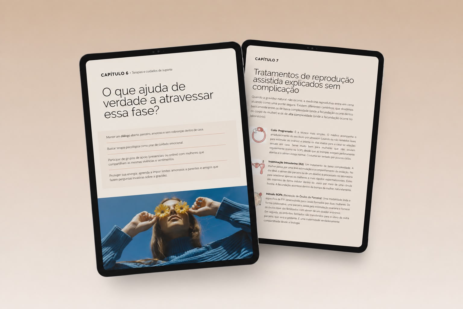 Página editorial do guia para mulheres que querem engravidar