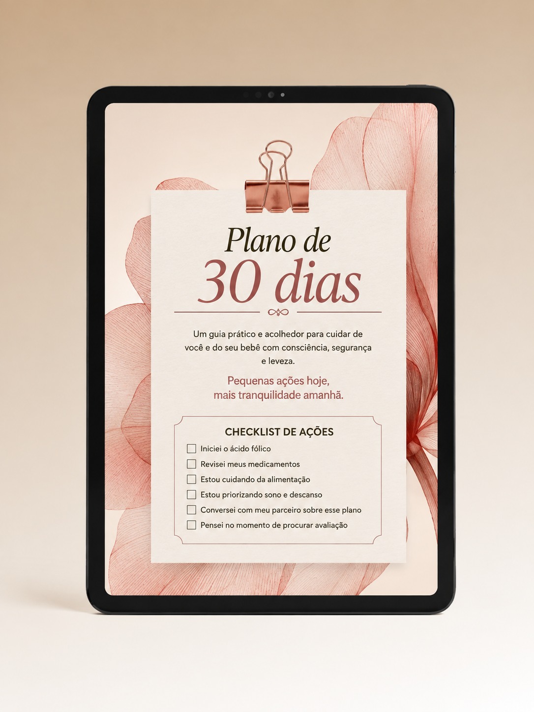 Página do plano de acompanhamento de 30 dias do guia